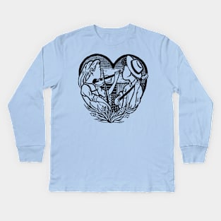 Earful Artful Heart-full Black & White Kids Long Sleeve T-Shirt